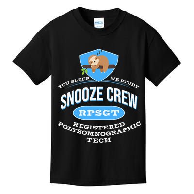 RPSGT Wee Sloth Snooze Crew Registered PolySomnoGraphic Tech Kids T-Shirt