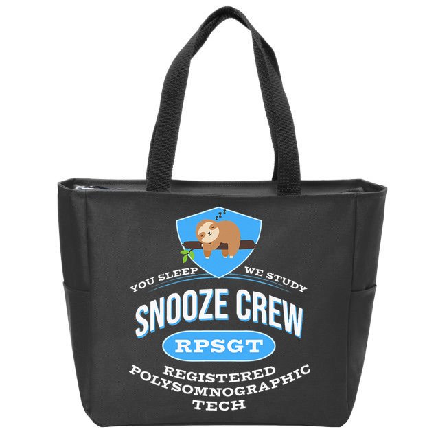 RPSGT Wee Sloth Snooze Crew Registered PolySomnoGraphic Tech Zip Tote Bag