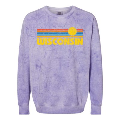 Retro Wisconsin Sunset Vintage Throwback Kids Colorblast Crewneck Sweatshirt