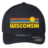 Retro Wisconsin Sunset Vintage Throwback Kids Flexfit Unipanel Trucker Cap