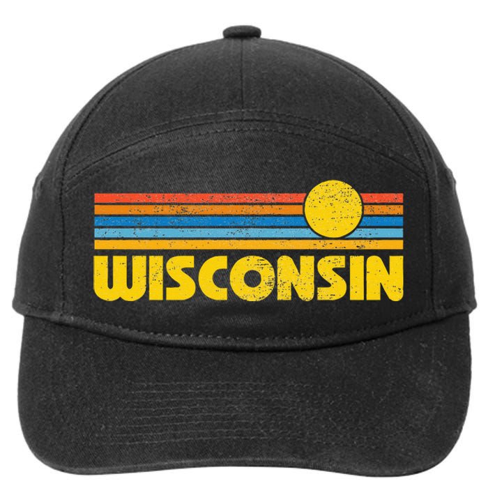 Retro Wisconsin Sunset Vintage Throwback Kids 7-Panel Snapback Hat