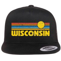 Retro Wisconsin Sunset Vintage Throwback Kids Flat Bill Trucker Hat