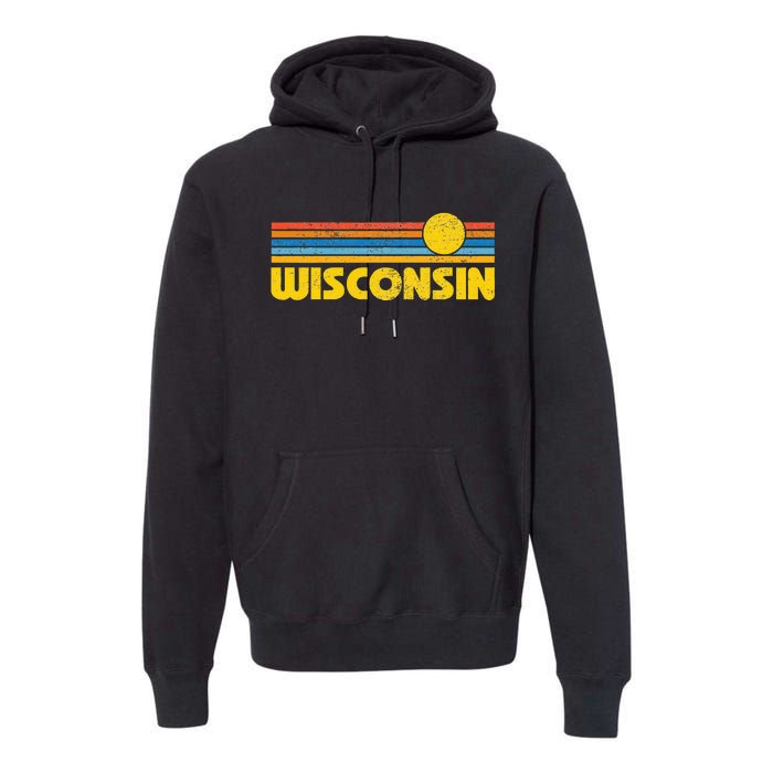 Retro Wisconsin Sunset Vintage Throwback Kids Premium Hoodie