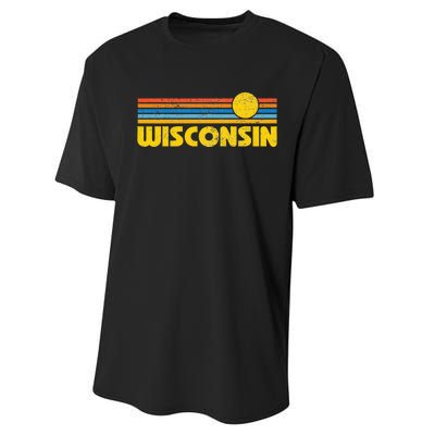 Retro Wisconsin Sunset Vintage Throwback Kids Performance Sprint T-Shirt