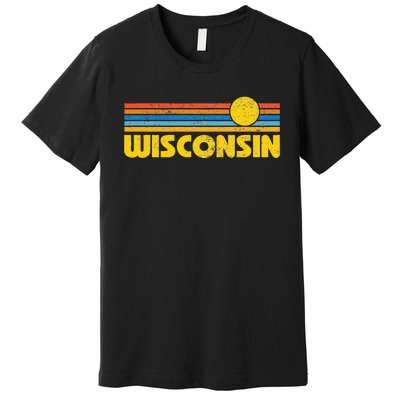 Retro Wisconsin Sunset Vintage Throwback Kids Premium T-Shirt