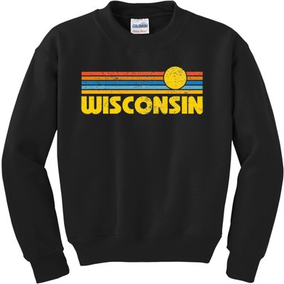 Retro Wisconsin Sunset Vintage Throwback Kids Kids Sweatshirt