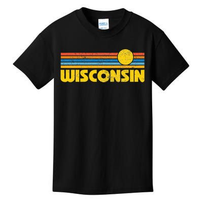 Retro Wisconsin Sunset Vintage Throwback Kids Kids T-Shirt