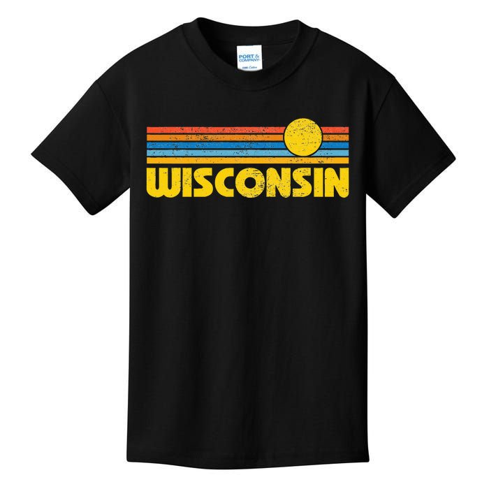 Retro Wisconsin Sunset Vintage Throwback Kids Kids T-Shirt