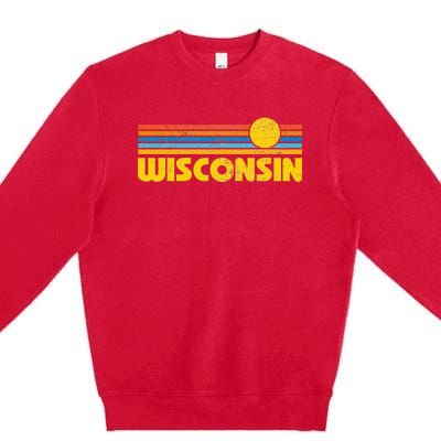 Retro Wisconsin Sunset Vintage Throwback Kids Premium Crewneck Sweatshirt