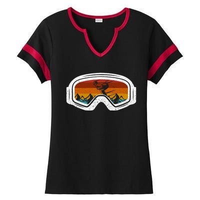 Retro Winter Ski Goggles Snowboard Goggles Gift Ladies Halftime Notch Neck Tee