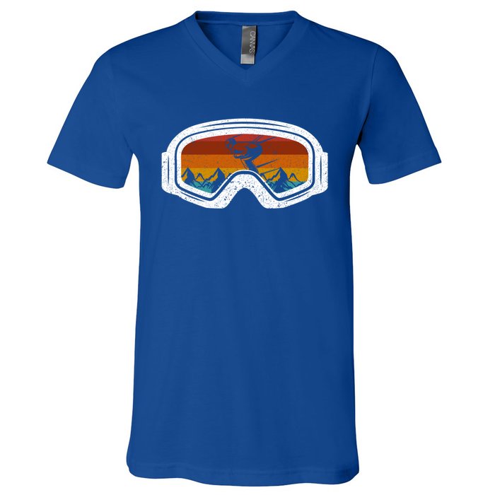 Retro Winter Ski Goggles Snowboard Goggles Gift V-Neck T-Shirt