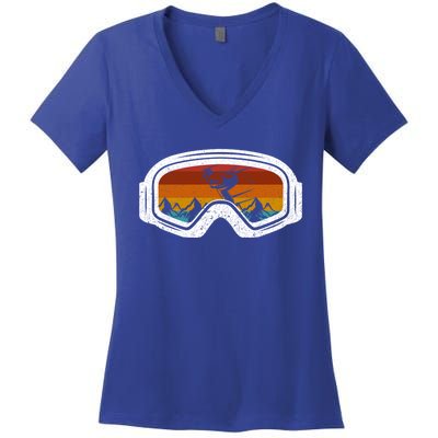 Retro Winter Ski Goggles Snowboard Goggles Gift Women's V-Neck T-Shirt