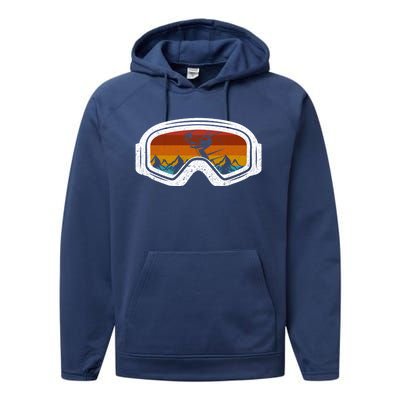 Retro Winter Ski Goggles Snowboard Goggles Gift Performance Fleece Hoodie