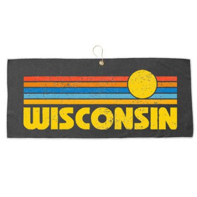 Retro Wisconsin Sunset Vintage Throwback Large Microfiber Waffle Golf Towel