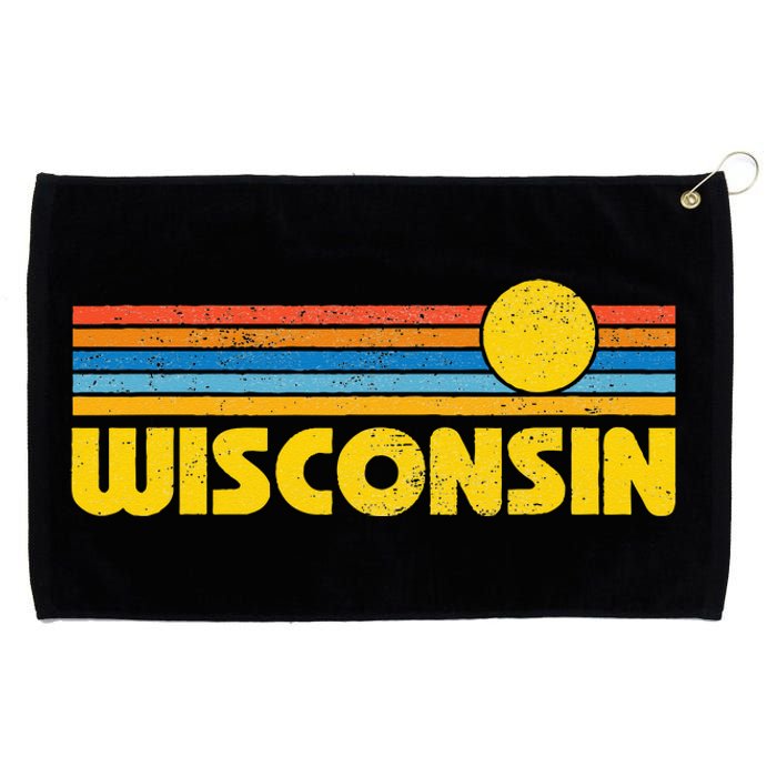 Retro Wisconsin Sunset Vintage Throwback Grommeted Golf Towel