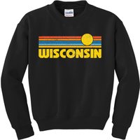 Retro Wisconsin Sunset Vintage Throwback Kids Sweatshirt