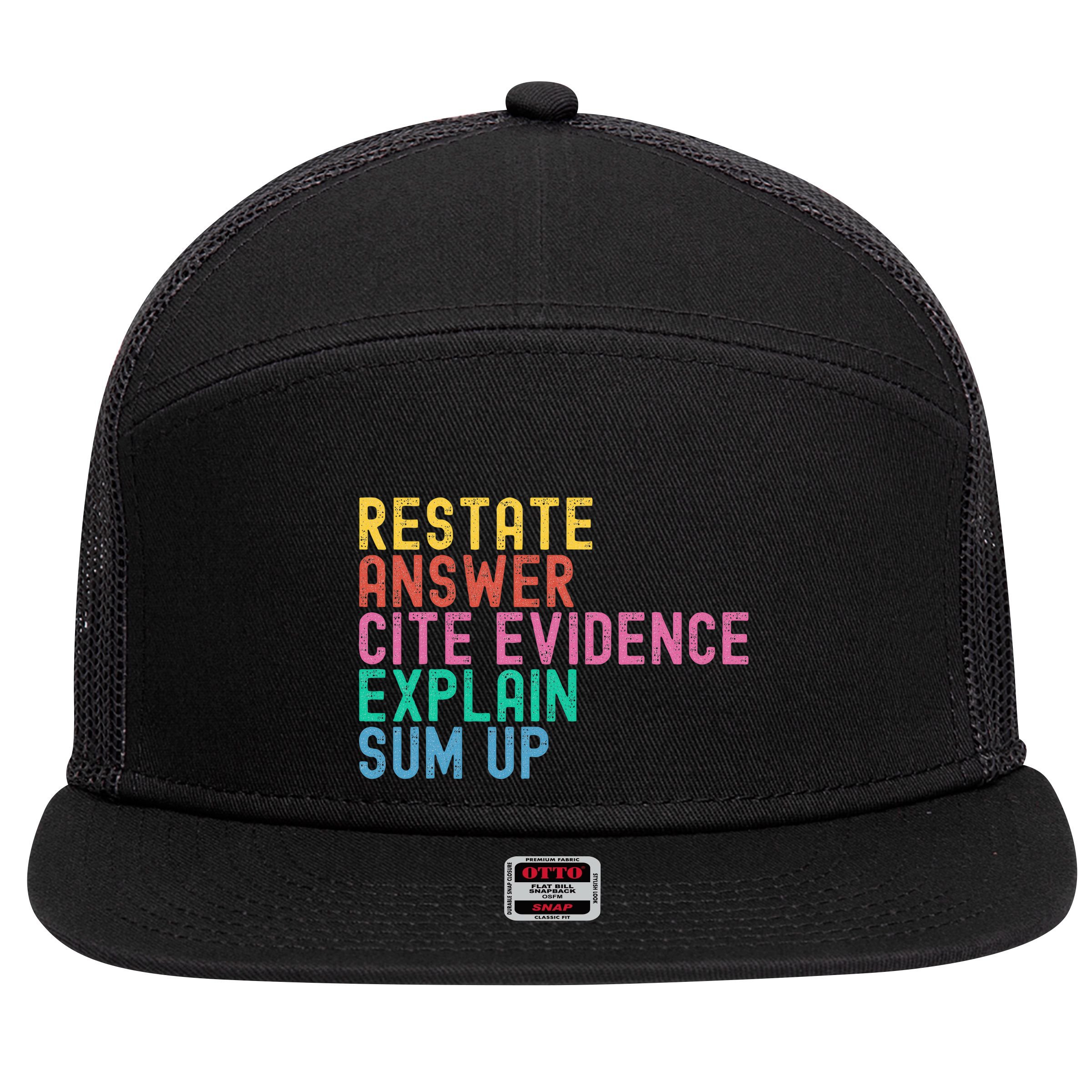Races Writing Strategy Funny Text Evidence English Teacher 7 Panel Mesh Trucker Snapback Hat