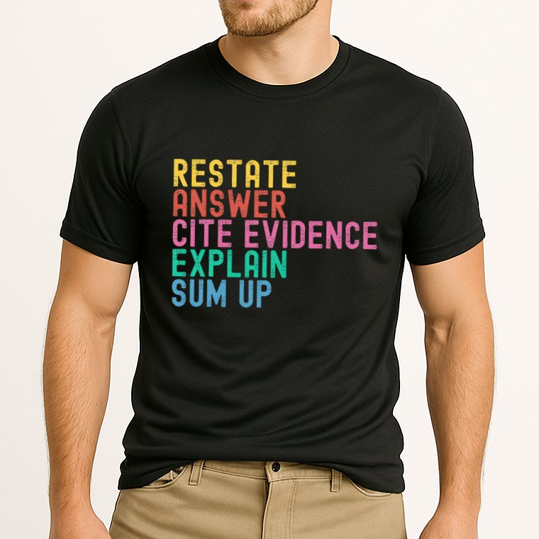Races Writing Strategy Funny Text Evidence English Teacher Cooling Performance Crew T-Shirt