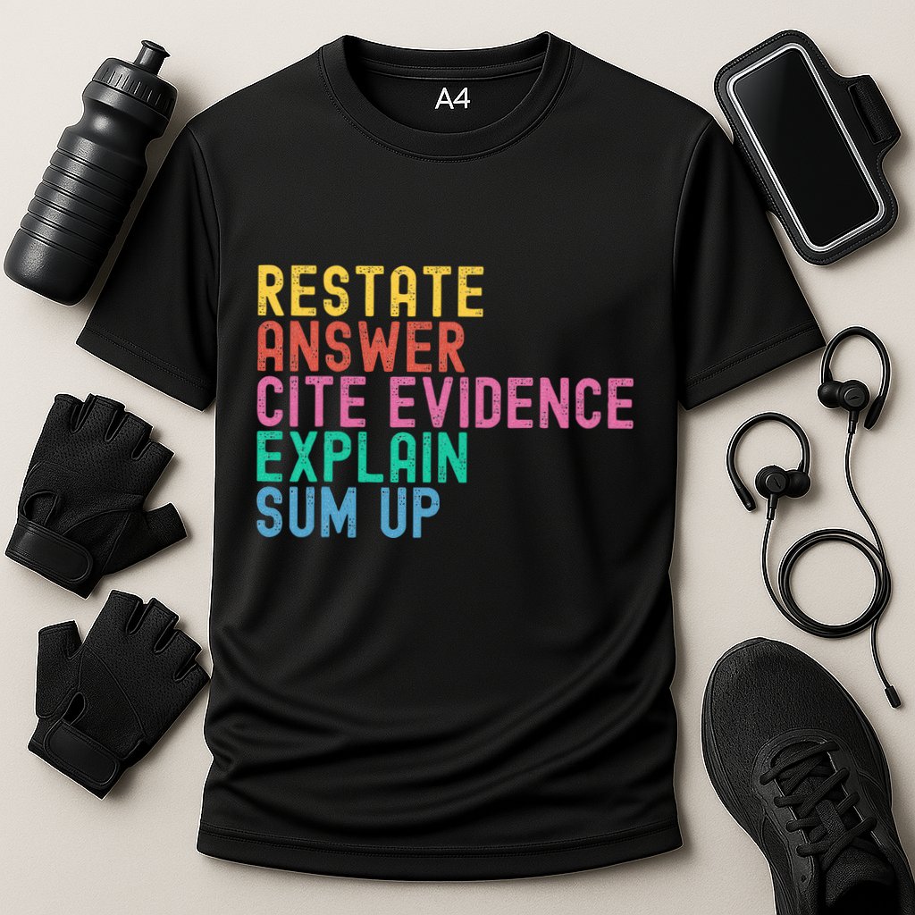Races Writing Strategy Funny Text Evidence English Teacher Cooling Performance Crew T-Shirt