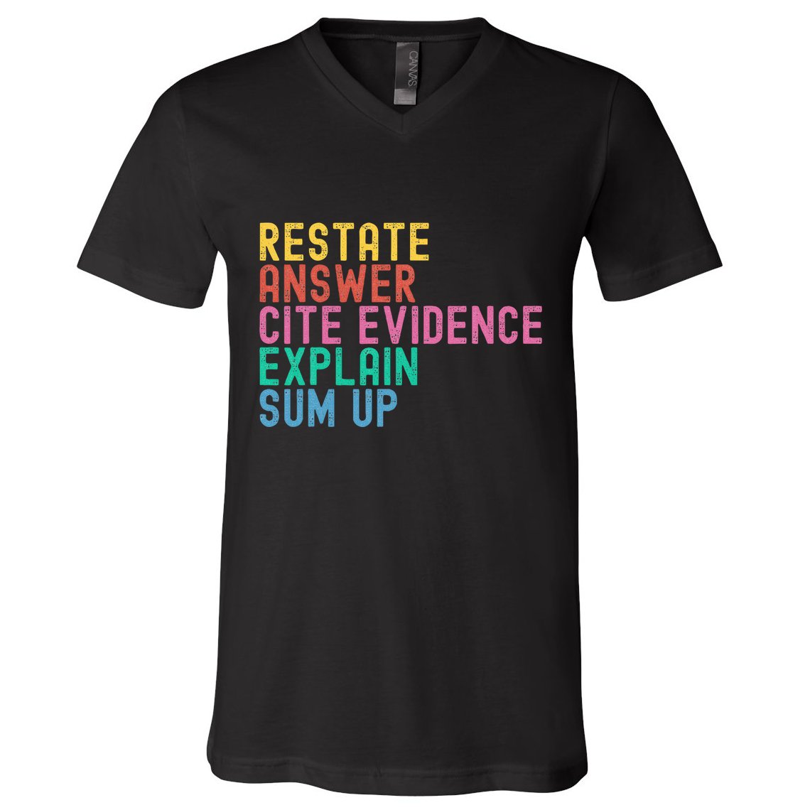 Races Writing Strategy Funny Text Evidence English Teacher V-Neck T-Shirt