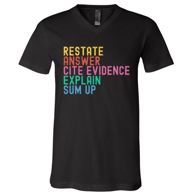 Races Writing Strategy Funny Text Evidence English Teacher V-Neck T-Shirt