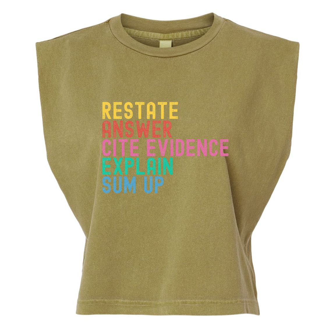 Races Writing Strategy Funny Text Evidence English Teacher Garment-Dyed Women's Muscle Tee