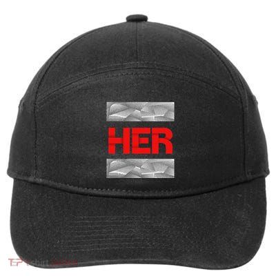 Red & White She Is Her Red & White Color Graphic 7-Panel Snapback Hat