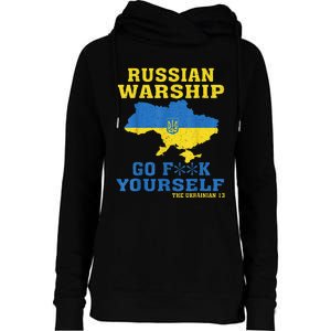 Russian War Ship Go F Yourself Womens Funnel Neck Pullover Hood