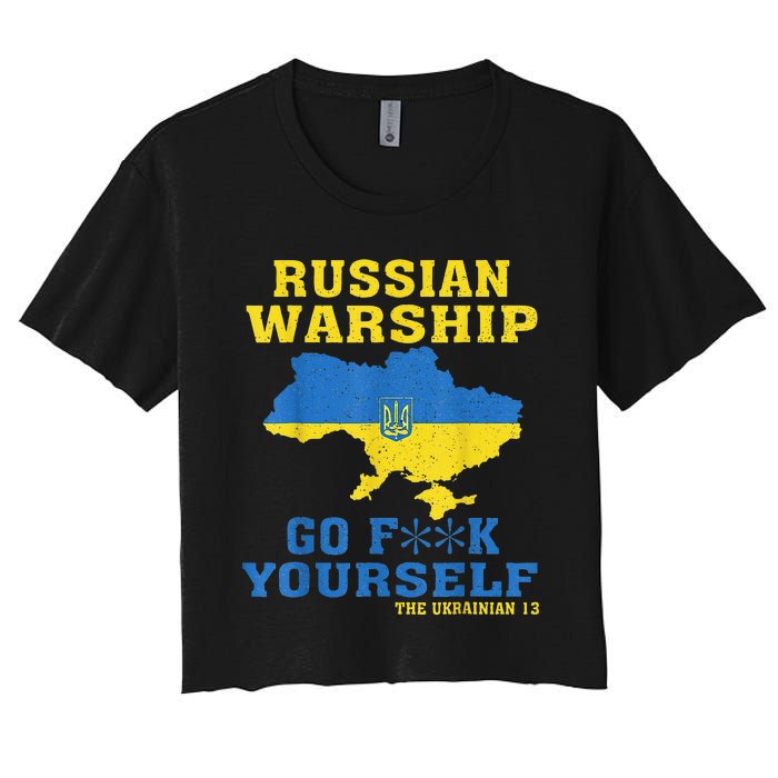 Russian War Ship Go F Yourself Women's Crop Top Tee