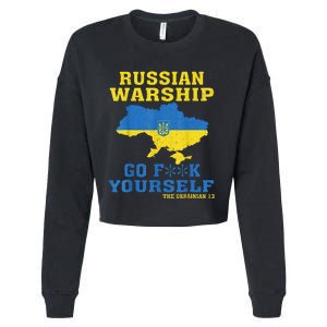 Russian War Ship Go F Yourself Cropped Pullover Crew