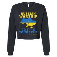 Russian War Ship Go F Yourself Cropped Pullover Crew