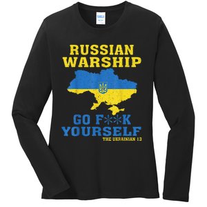 Russian War Ship Go F Yourself Ladies Long Sleeve Shirt