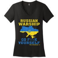 Russian War Ship Go F Yourself Women's V-Neck T-Shirt