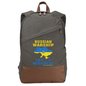 Russian War Ship Go F Yourself Cotton Canvas Backpack