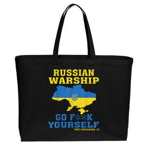 Russian War Ship Go F Yourself Cotton Canvas Jumbo Tote