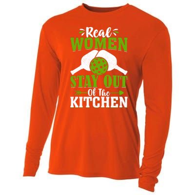 Real Women Stay Out Of The Kitchen Pickleball Gift For Pickleball Player Cooling Performance Long Sleeve Crew