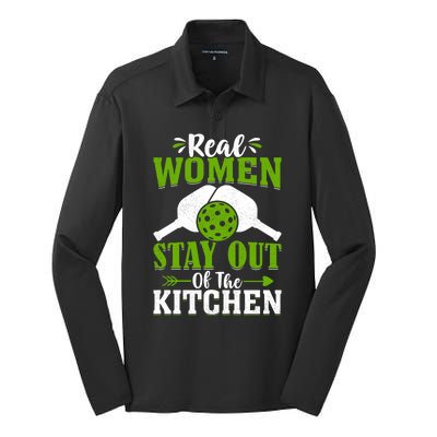 Real Women Stay Out Of The Kitchen Pickleball Gift For Pickleball Player Silk Touch Performance Long Sleeve Polo