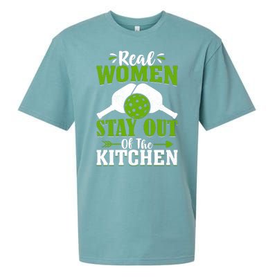 Real Women Stay Out Of The Kitchen Pickleball Gift For Pickleball Player Sueded Cloud Jersey T-Shirt