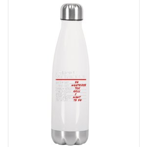 Retirement Weekly Schedule Retirement Life Funny Retirement Stainless Steel Insulated Water Bottle