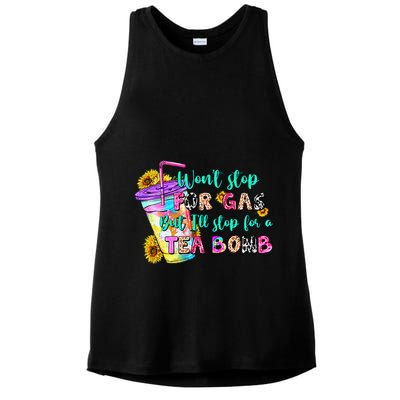 Retro WonT Stop For Gas But ILl Stop For A Tea Bomb Ladies PosiCharge Tri-Blend Wicking Tank