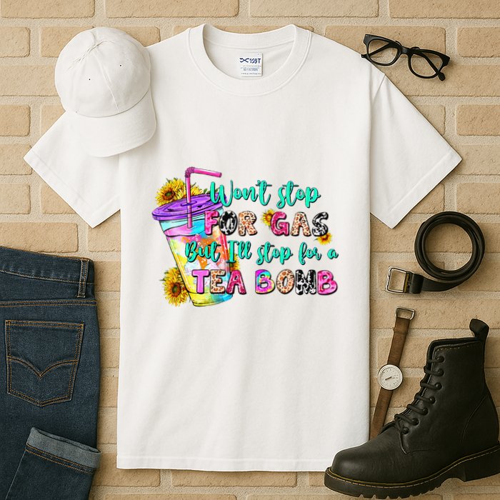 Retro WonT Stop For Gas But ILl Stop For A Tea Bomb Tall T-Shirt