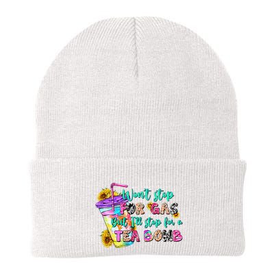 Retro WonT Stop For Gas But ILl Stop For A Tea Bomb Beanie
