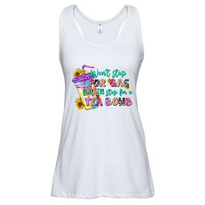 Retro WonT Stop For Gas But ILl Stop For A Tea Bomb Ladies Essential Flowy Tank