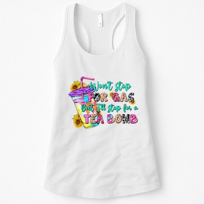 Retro WonT Stop For Gas But ILl Stop For A Tea Bomb Womens Tank Top