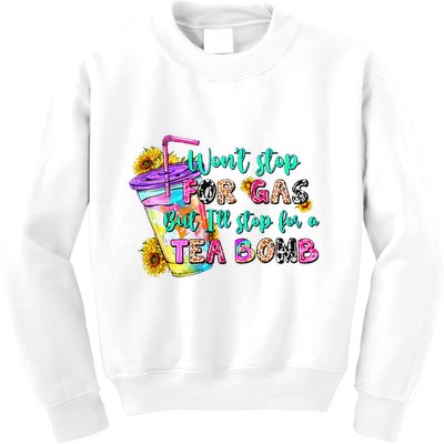 Retro WonT Stop For Gas But ILl Stop For A Tea Bomb Kids Sweatshirt