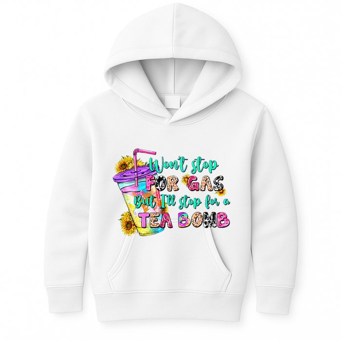 Retro WonT Stop For Gas But ILl Stop For A Tea Bomb Kids Hoodie