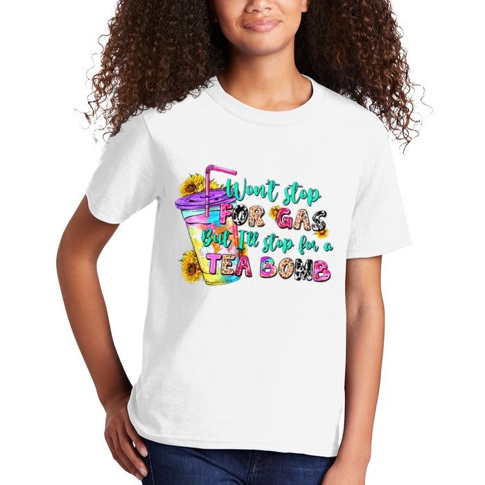 Retro WonT Stop For Gas But ILl Stop For A Tea Bomb Kids T-Shirt