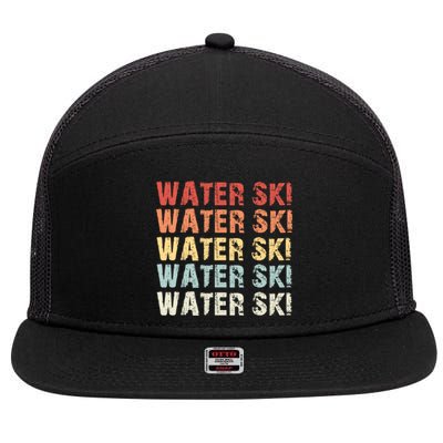 Retro Water Ski Lover Gift Waterski Love Funny Gift Skiing Gift 7 Panel Mesh Trucker Snapback Hat