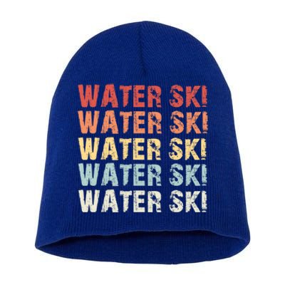 Retro Water Ski Lover Gift Waterski Love Funny Gift Skiing Gift Short Acrylic Beanie