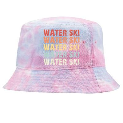 Retro Water Ski Lover Gift Waterski Love Funny Gift Skiing Gift Tie-Dyed Bucket Hat